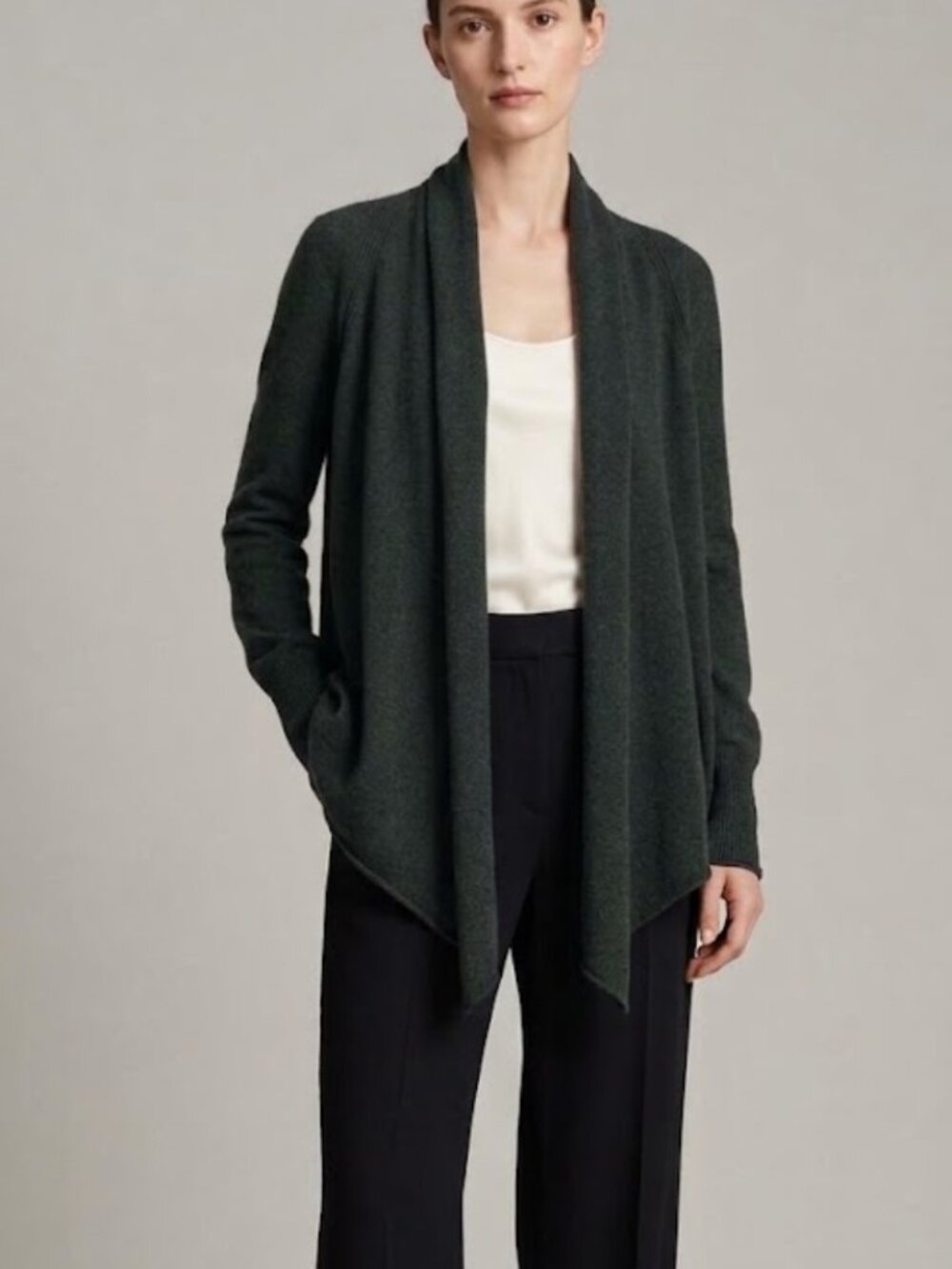 Aqua 100% Cashmere Drape Front Cardigan